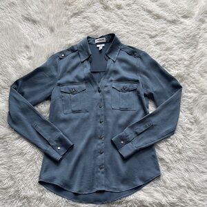 Express Slate Blue Button-Up Dress Shirt